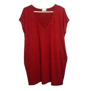Aritzia Wilfred Free Marcoux Knit Oversized v-neck mini dress Red size XS